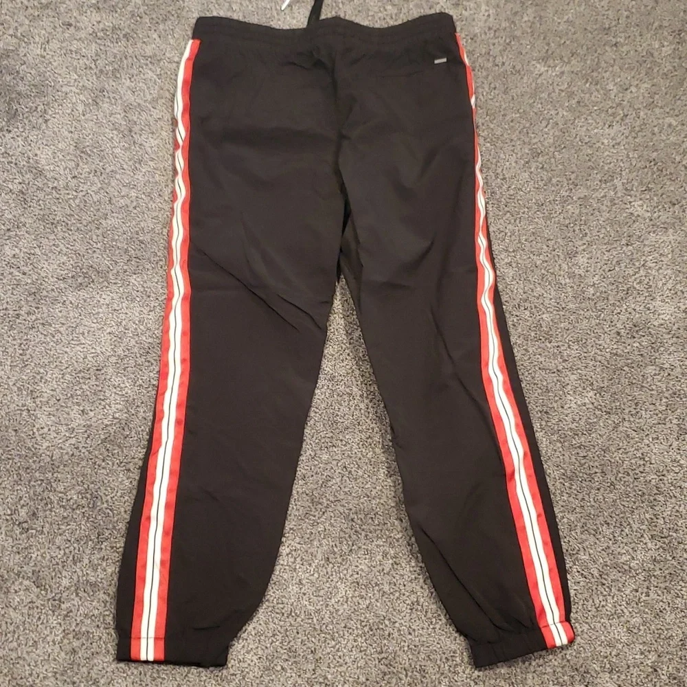 Men's Black Athletic Jogger Pants with Red Trim